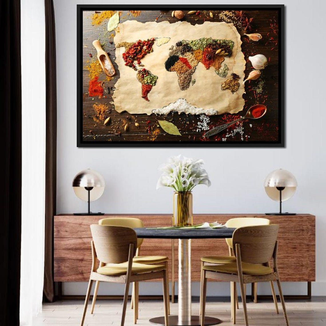 World Map Made Of Colorful Spices Rustic Kitchen Wall Decor Poster - Image 4