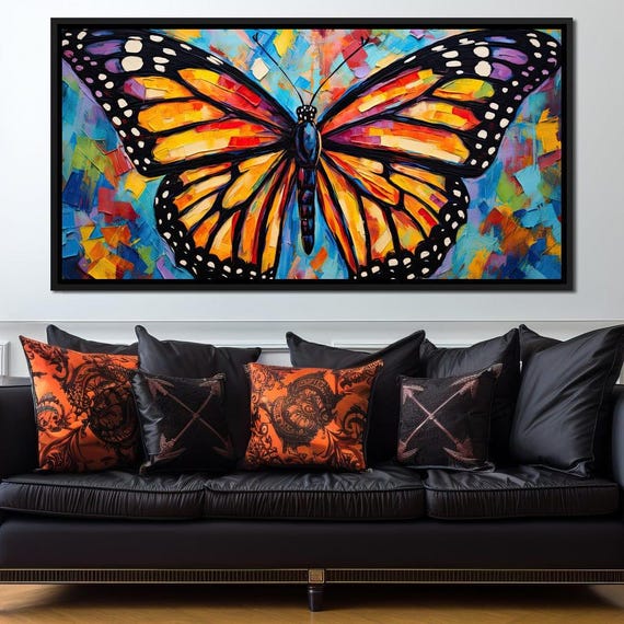 Vibrant Monarch Mosaic Colorful Butterfly Wall Art Bold Orange Home Decor Multi Panel Nature Inspired By Nichecanvas
