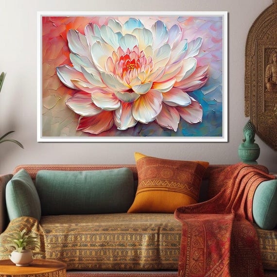 Blossoming Chroma Petals Large Floral Art Bold Flower Decor Modern Boho Wall Art Home Decor Print Abstract Painting By Nichecanvas