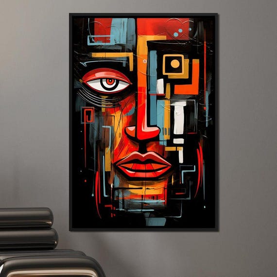 Twilight In Cubist Metropolis Art Urban Abstract Wall Decor Geometric Psychedelic Cityscape By Nichecanvas