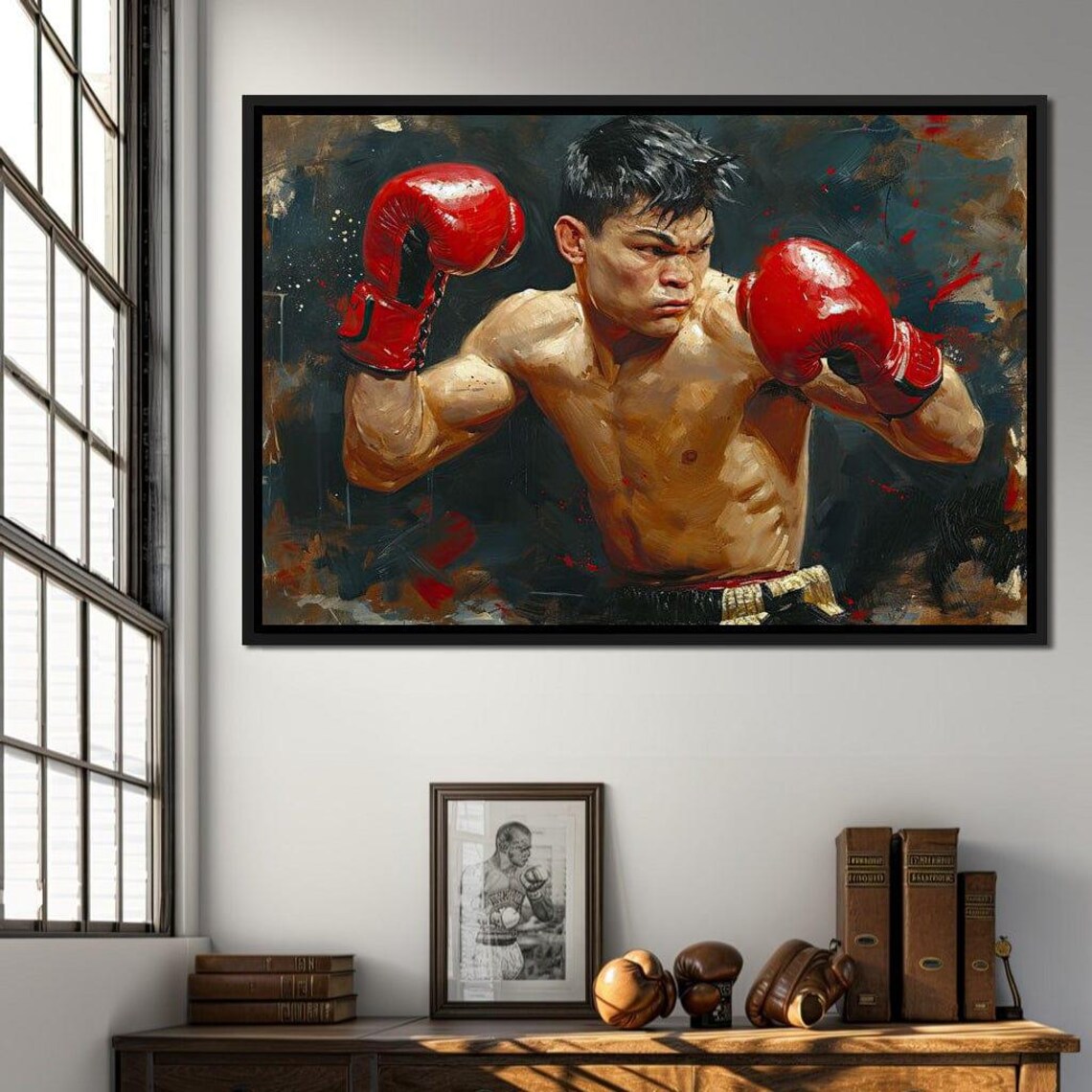 Boxer Fighter Red Gloves Oil Painting Motivational Sports Gym Art Print - Image 4