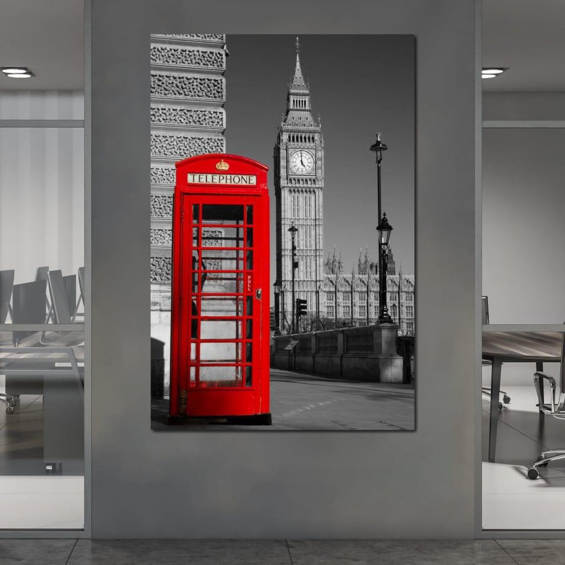 Red London Telephone Box With Big Ben Selective Color City Art Poster - Image 3