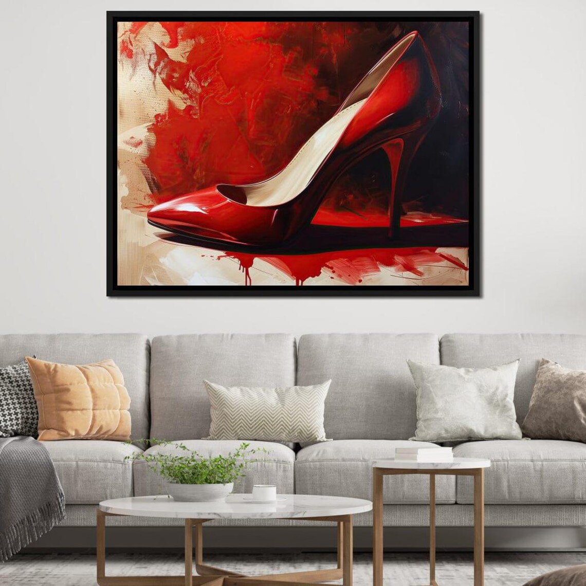 Scarlet Stiletto Glossy Red High Heel Shoe Painting Glamour Art Poster - Image 2