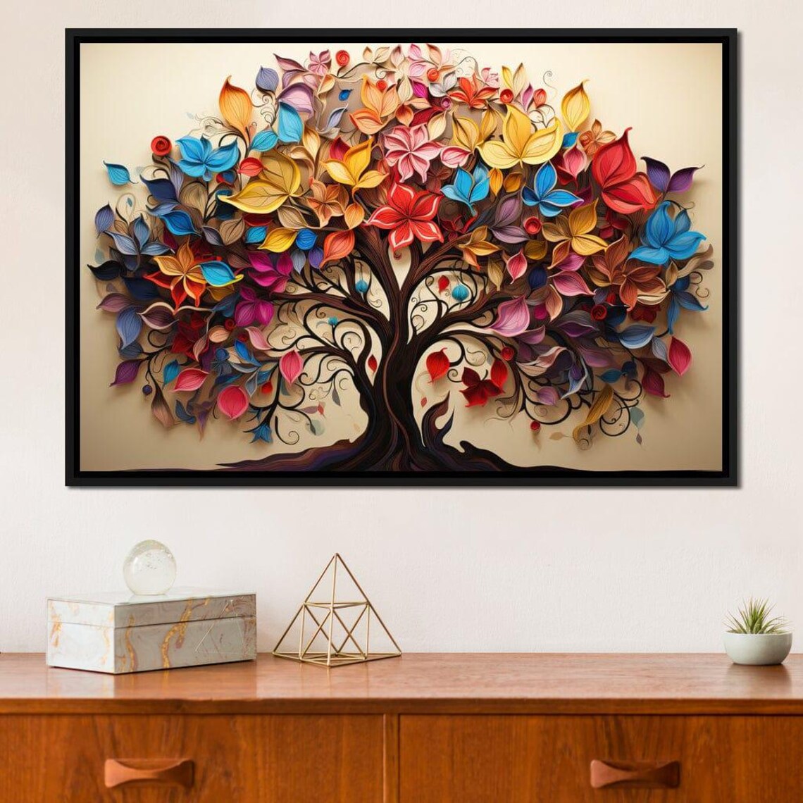 Colorful Tree of Life Four Seasons Leaves Multi Panel Art Poster - Image 4