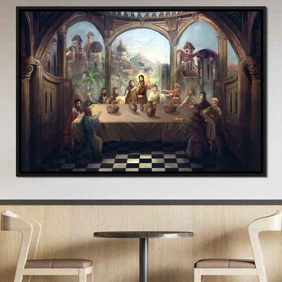 The Last Supper Biblical Scene Ornate Hall Christian Art Print Poster