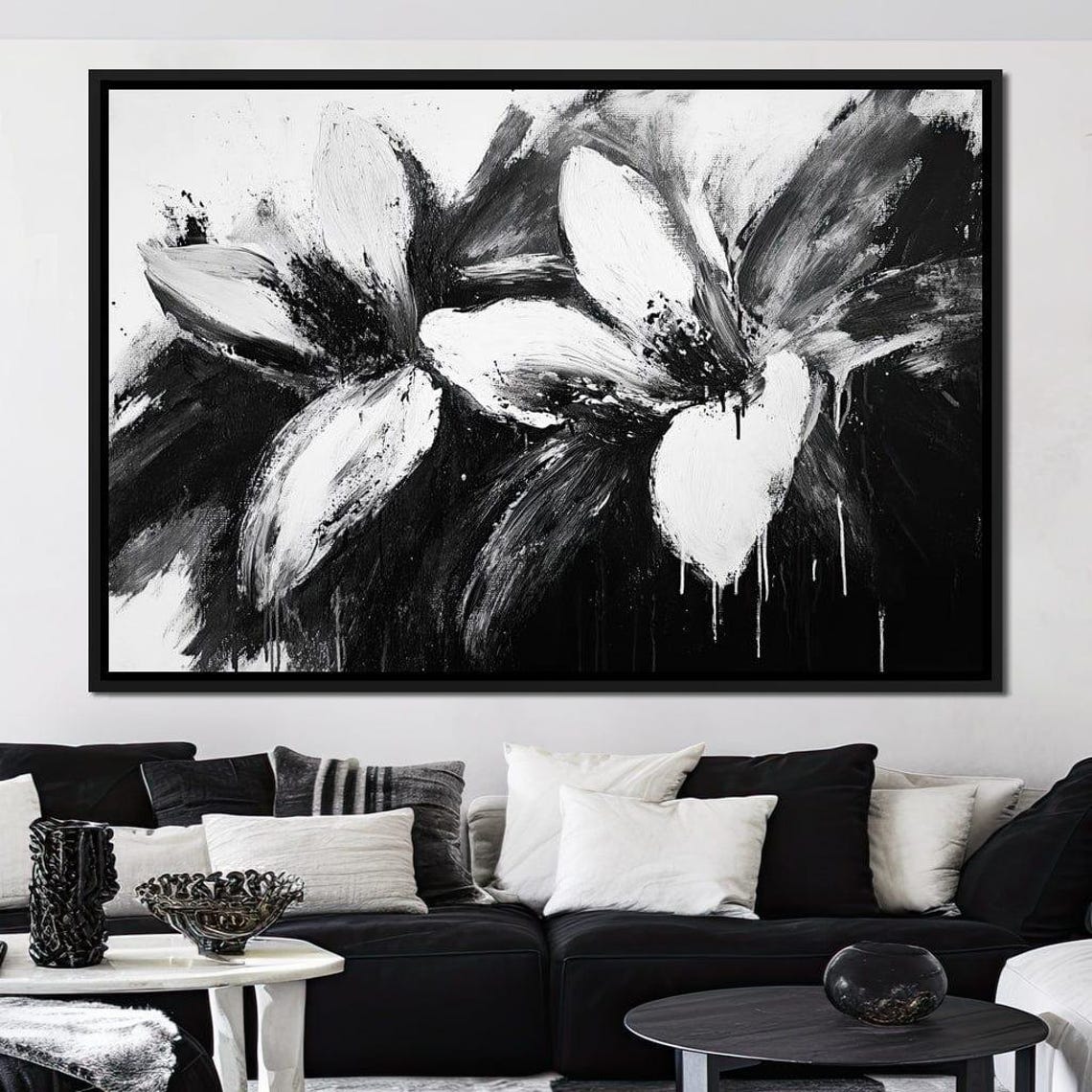 Black White Abstract Flower Dramatic Monochrome Botanical Poster - Image 2