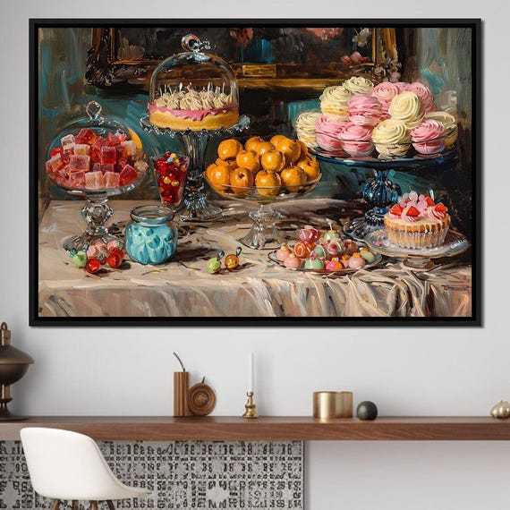 Sweet Confectionery Symphony Colorful Dessert Table Art Candy Decor Home Decor Wall Art Festive Print By Nichecanvas