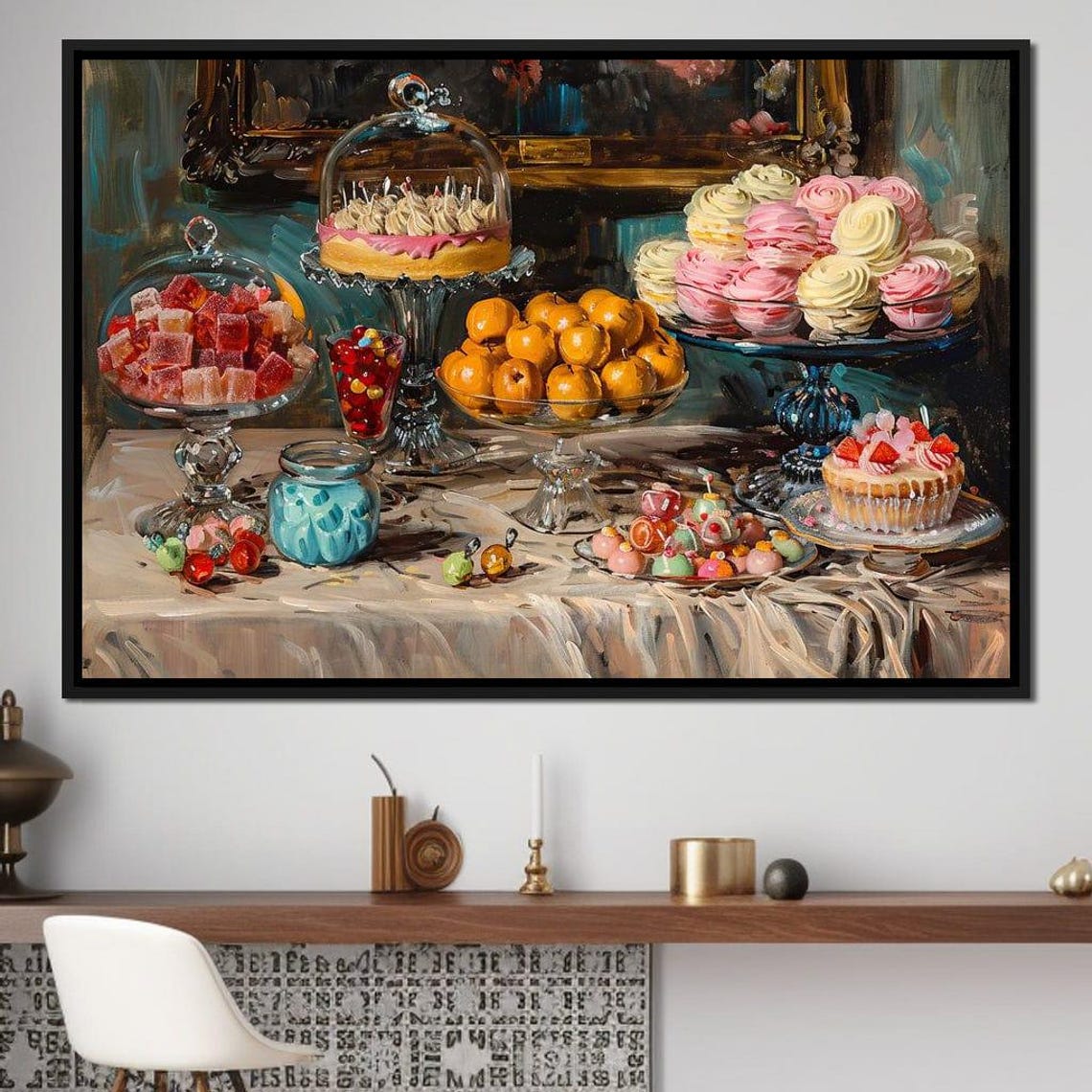Lavish Dessert Table Cakes Cupcakes Candy Pastel Still Life Art Print