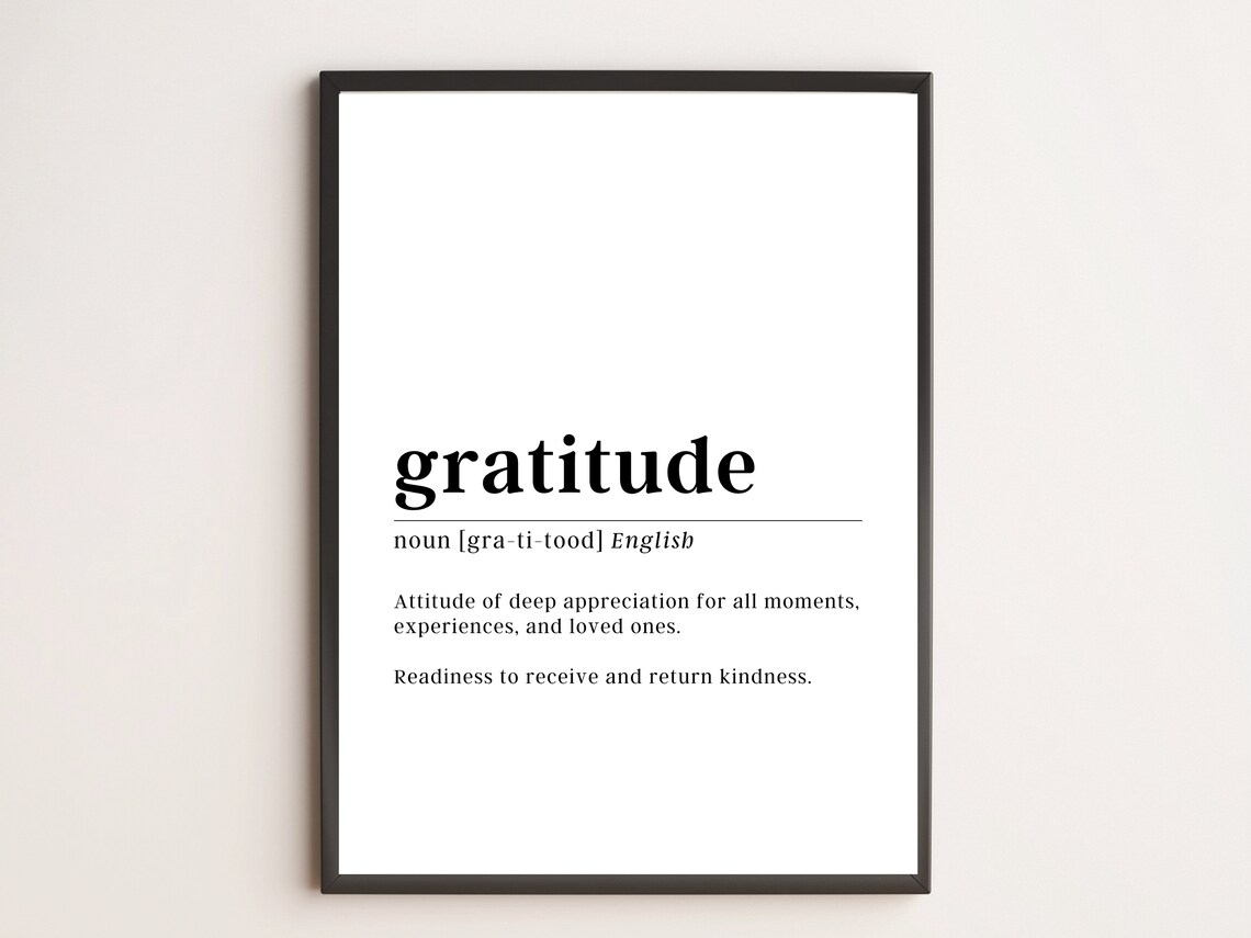 Gratitude Definition Print Motivational Wall Art