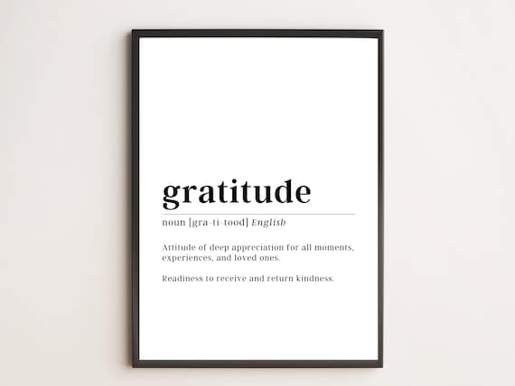 Gratitude Definition Print Motivational Wall Art