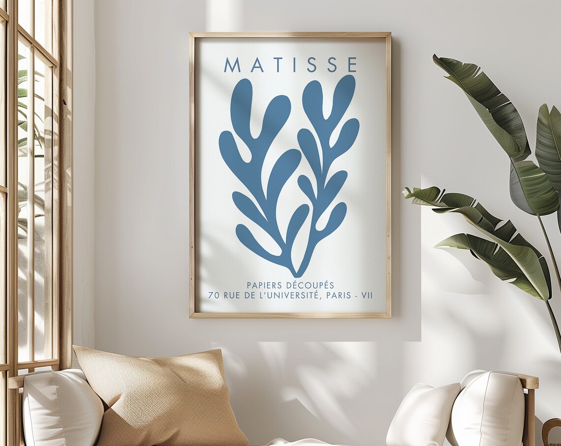 Matisse Blue Leaf Botanical Cut Paper Papiers Decoupes Art Poster - Image 3