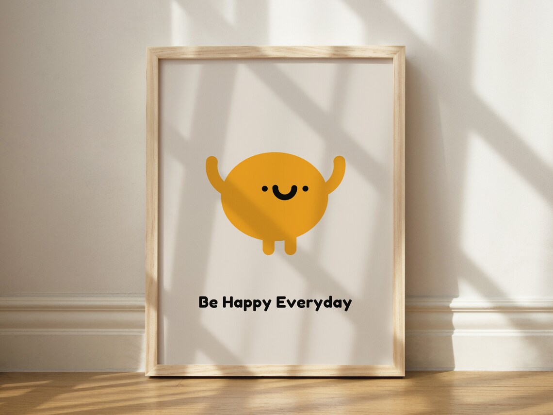 Smiley Face Print, Trendy Dorm Decor Art Print