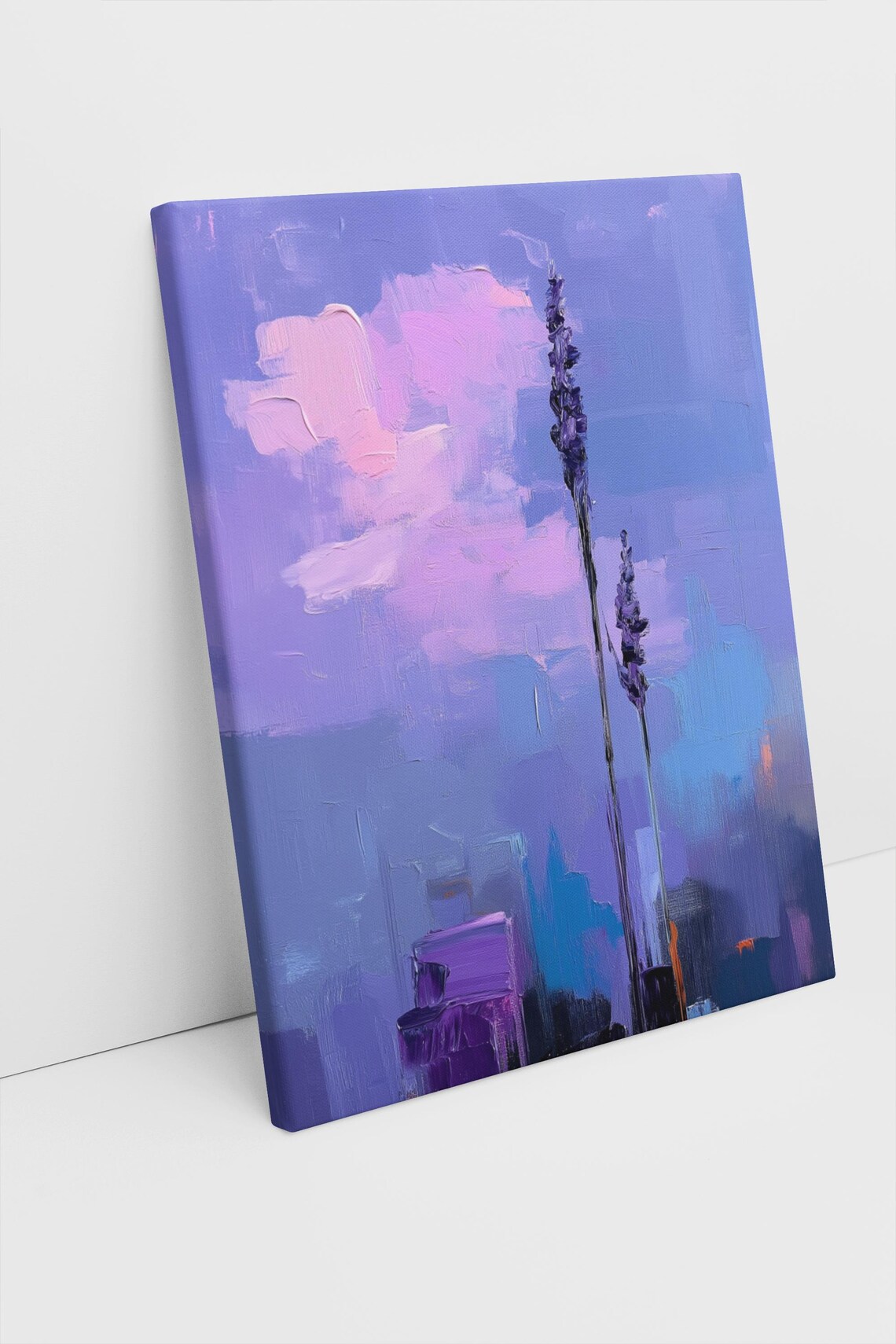 Abstract Lavender Floral Oil Painting Purple Dreamy Sky Poster