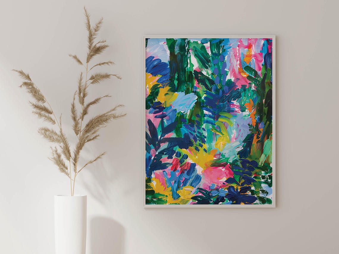 Dark Tropical Jungle Leaves Moody Abstract Botanical Art Poster - Image 3