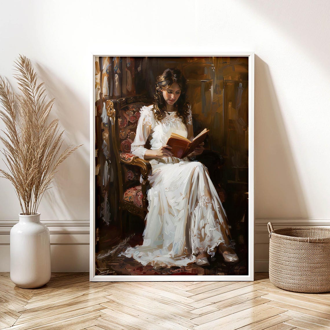 Girl Reading Poster Women Wall Decor Bookish Lady Portrait Decadent Lady Print Victorian Girl Painting Girl Art Lady Book Art