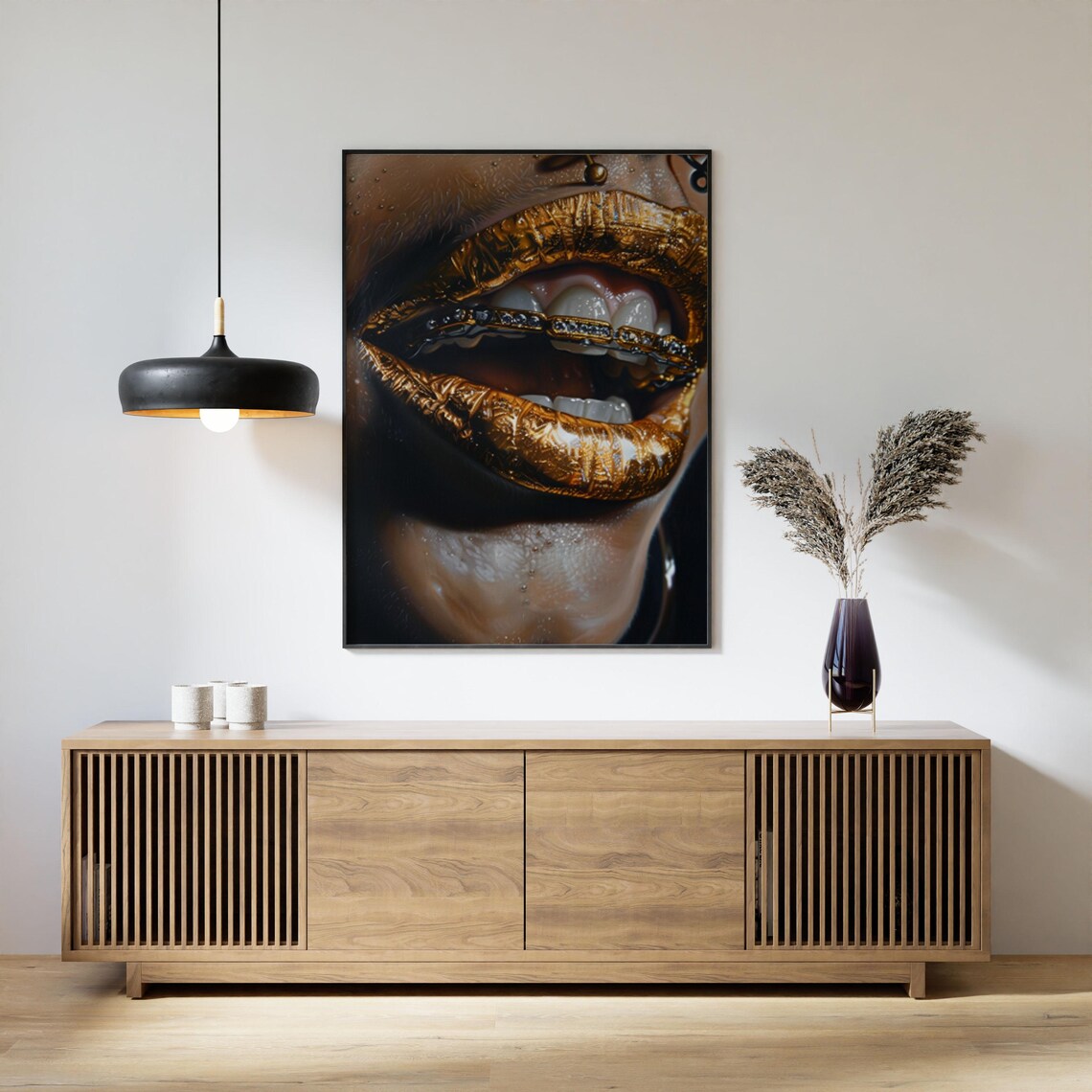 Gold Lips with Diamond Grill Photorealistic Beauty Portrait Poster - Image 5