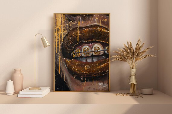 African Female Home Decor Black Women Print Black Lady Rustic Painting Afrocentric Feminine Vintage Poster African Girl Portrait