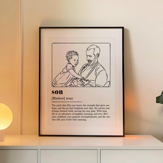 Definition Son Father Custom One Line Art Drawing Gift Minimalist Wall Decor Gift For Parents Meaningful Gift For Boy Mom Dad Family