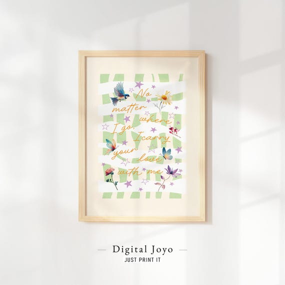 Mixed Media Bird Floral Collage On Stripes Playful Wall Art For Kids And Nursery
