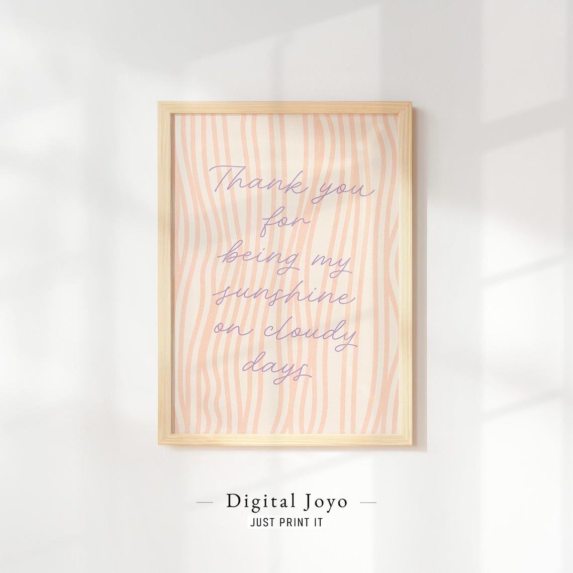 Sunshine Nursery Art Print Peach Stripes Thank You Quote