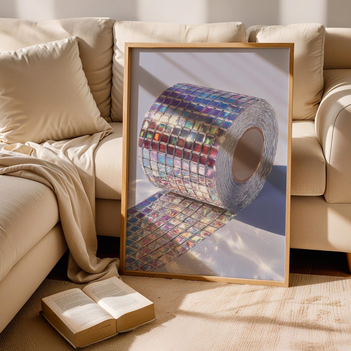 Holographic Disco Toilet Paper Roll Iridescent Bathroom Humor Poster