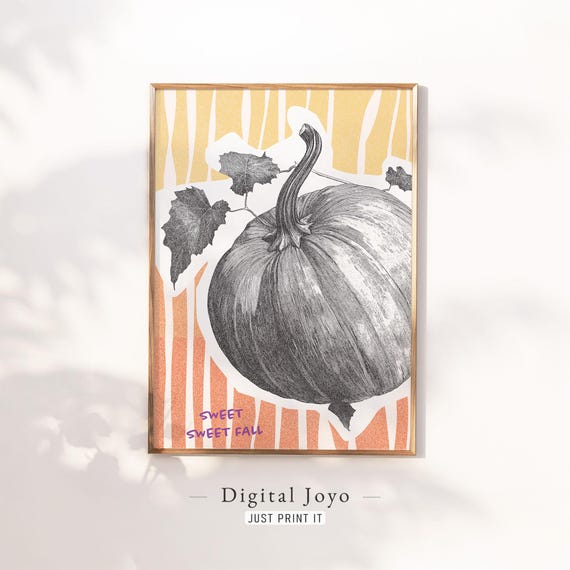 Rustic Pumpkin Illustration Fall Kitchen Print