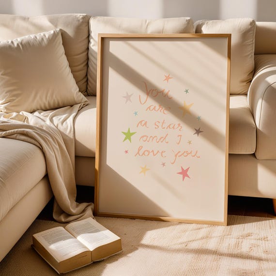 Multicolor Star Typography Poster You Are A Print Nursery Wall Art