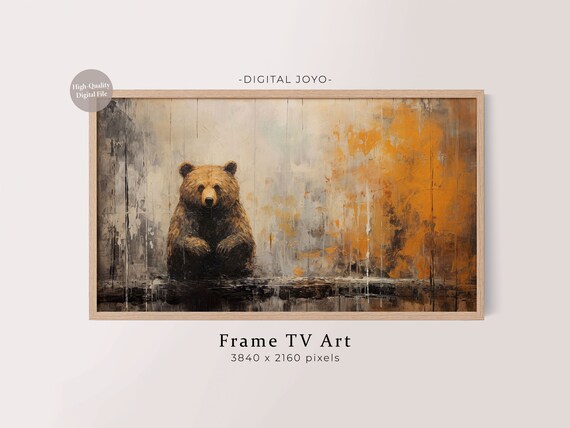 Abstract Bear Painting For Samsung Frame Tv Fall Art File