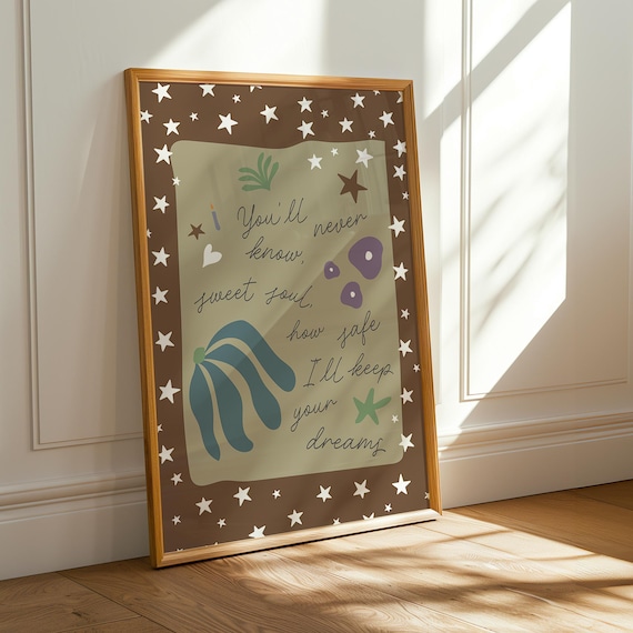 Sweet Soul Nursery Quote Poster Starry Brown Border Boho Baby Room Decor