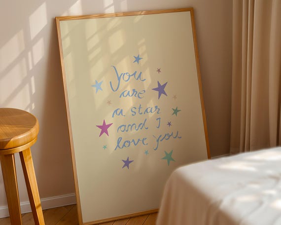 Soft Pastel Star Print You Are A Quote Nursery Decor