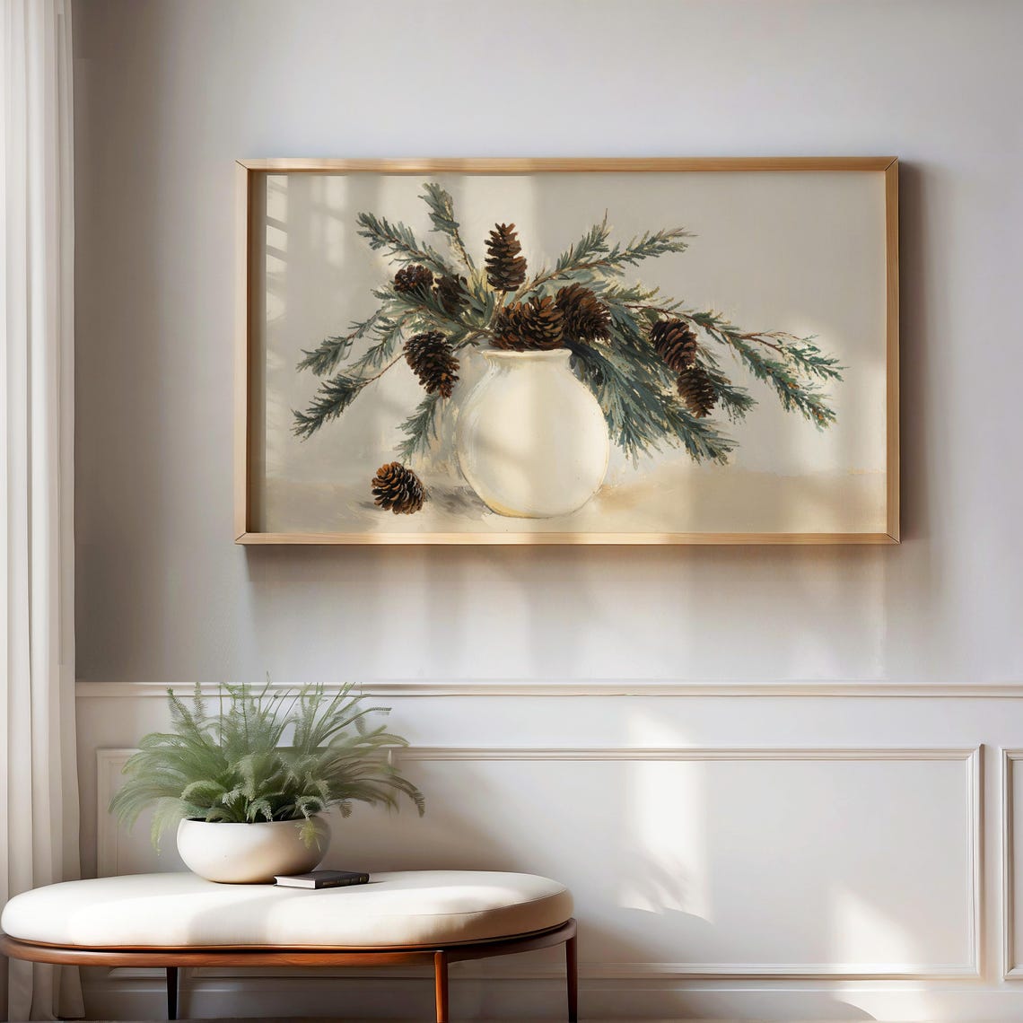 Winter Pine Branches Pinecone Still Life Rustic Botanical Poster - Image 4