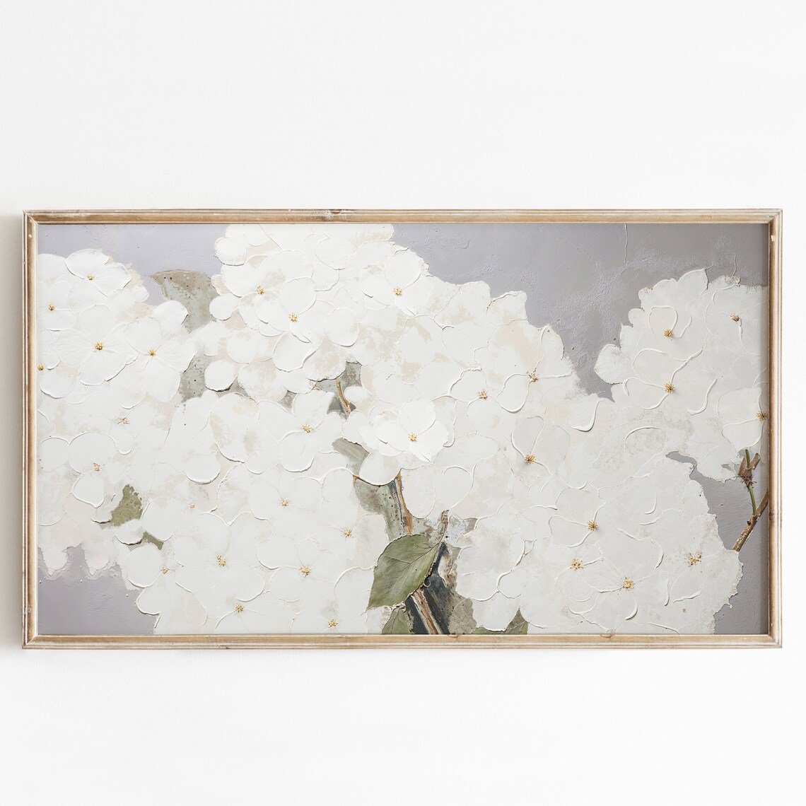 White Hydrangea Artwork, Summer Seasonal Art Print