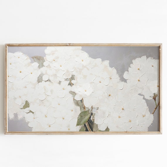 White Hydrangea Artwork, Summer Seasonal Art Print
