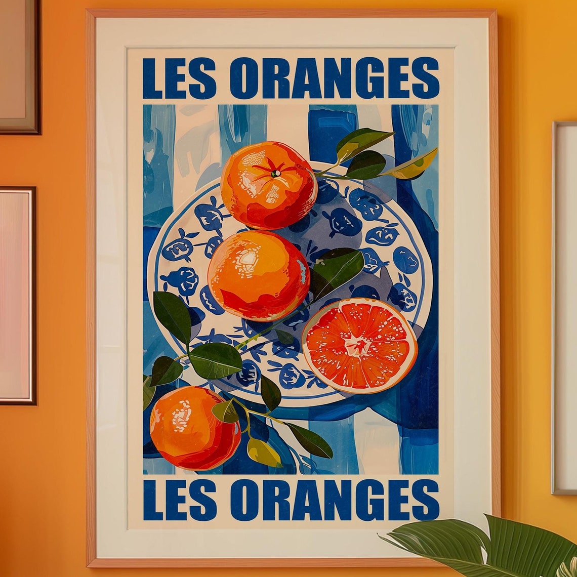 Orange Citrus Print 70s Retro Kitchen Wall Art
