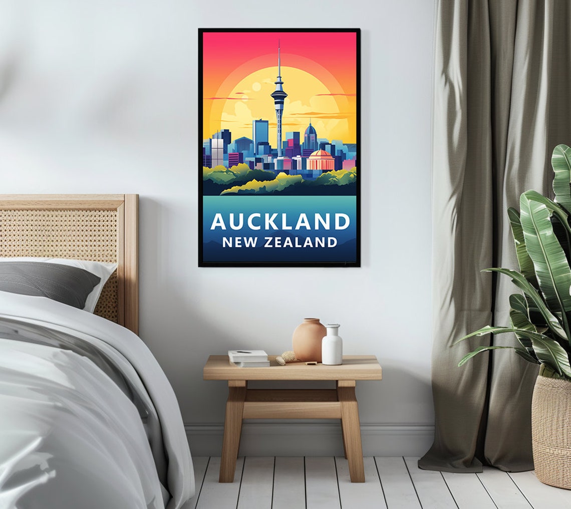 Auckland New Zealand Vintage Poster Auckland New Zealand Wall Art Auckland New Zealand Retro Artwork Auckland New Zealand Gift Poster - Image 2