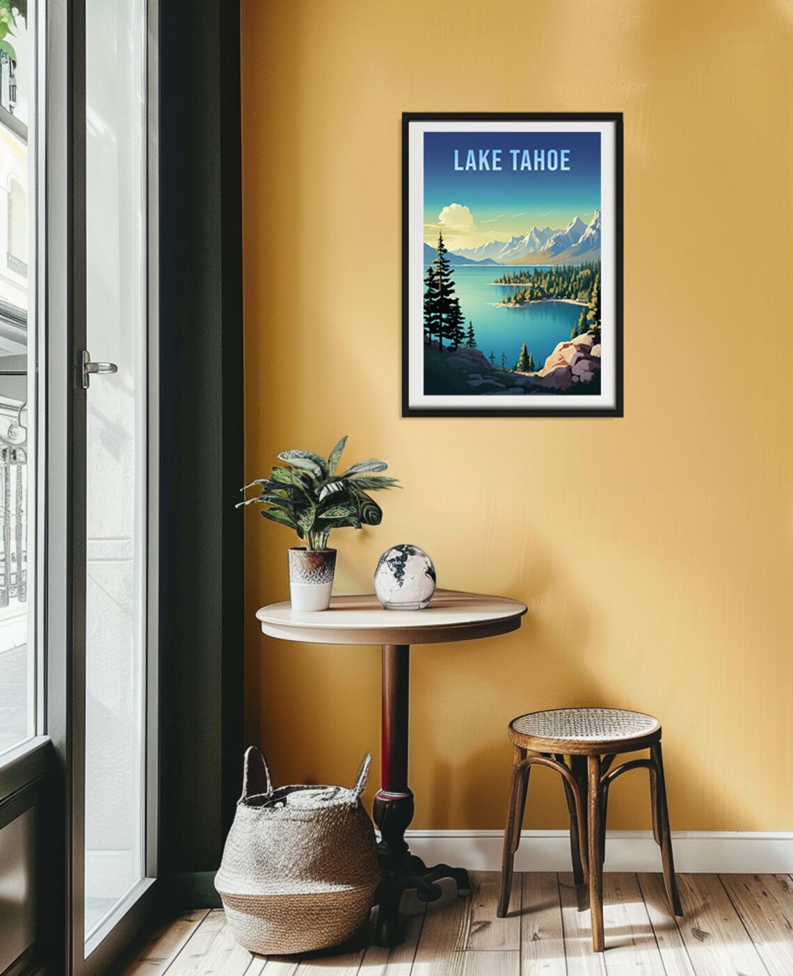 Lake Tahoe Turquoise Bay Pine Forest Peaks Vintage Travel Poster - Image 2