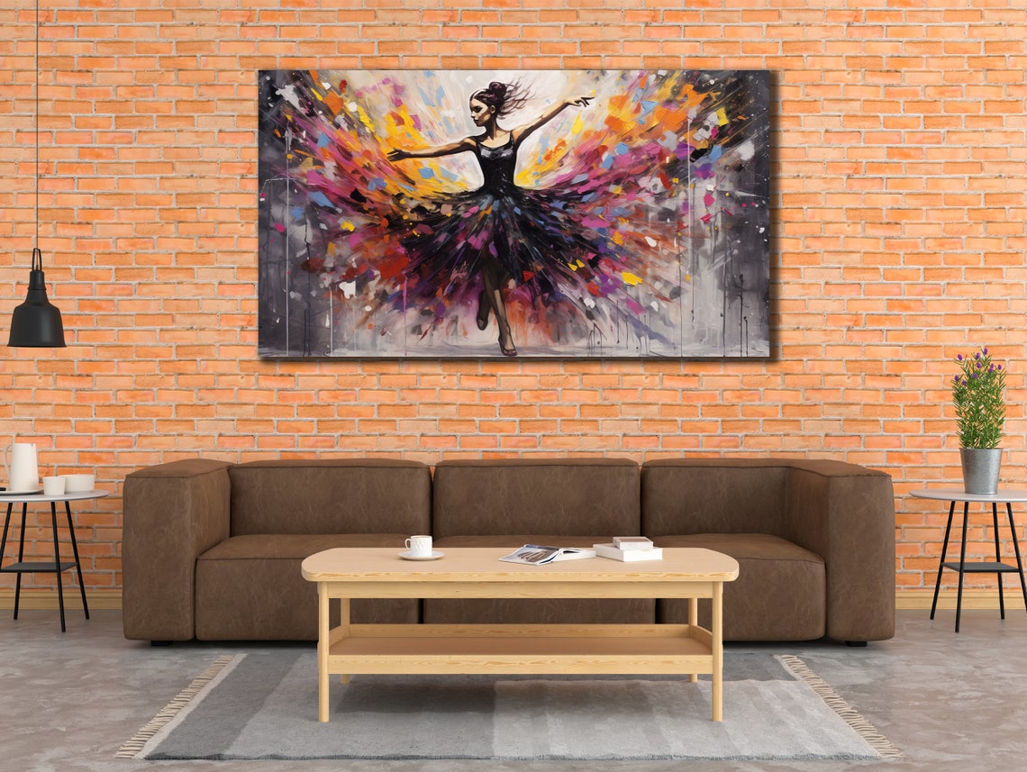 Ballerina in Colorful Splash Tutu Watercolor Dance Wall Art Poster - Image 3