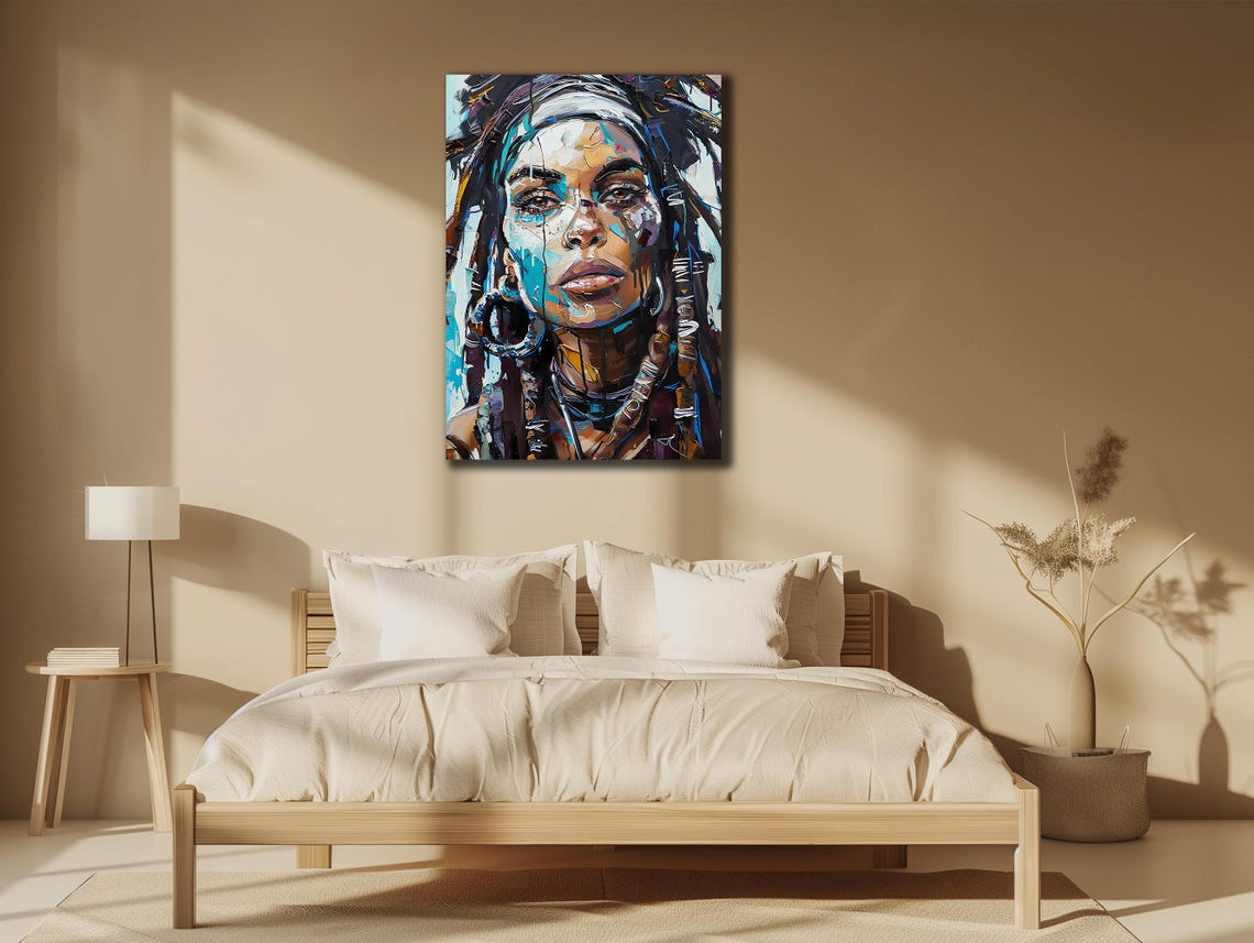 African Woman Art Ethnic Painting Wall Decor House Gift Idea Bedroom Wall Decor Colorful Girl Wall Art Spiritual Poster Print - Image 3