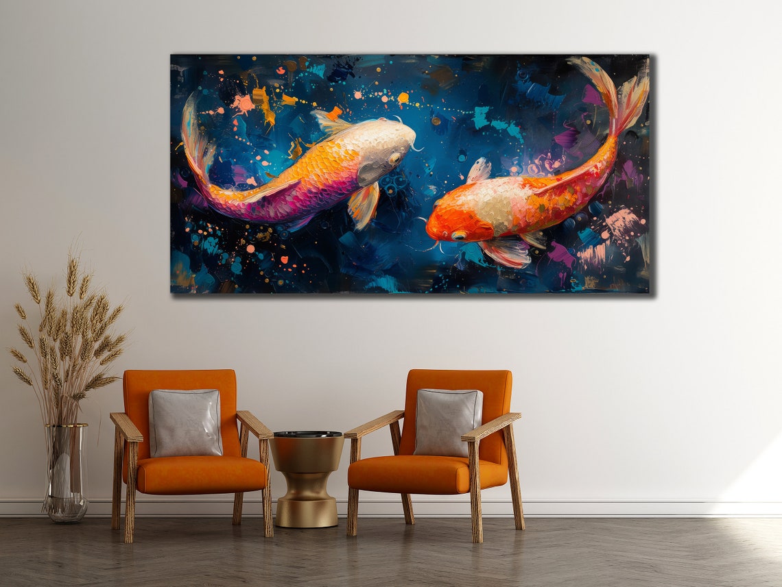 Koi Fish Art Print For Bedroom Decor Colorful Fishes Wall Decor Sea Painting Animal Print On Underwater Life Painting Art - Image 2