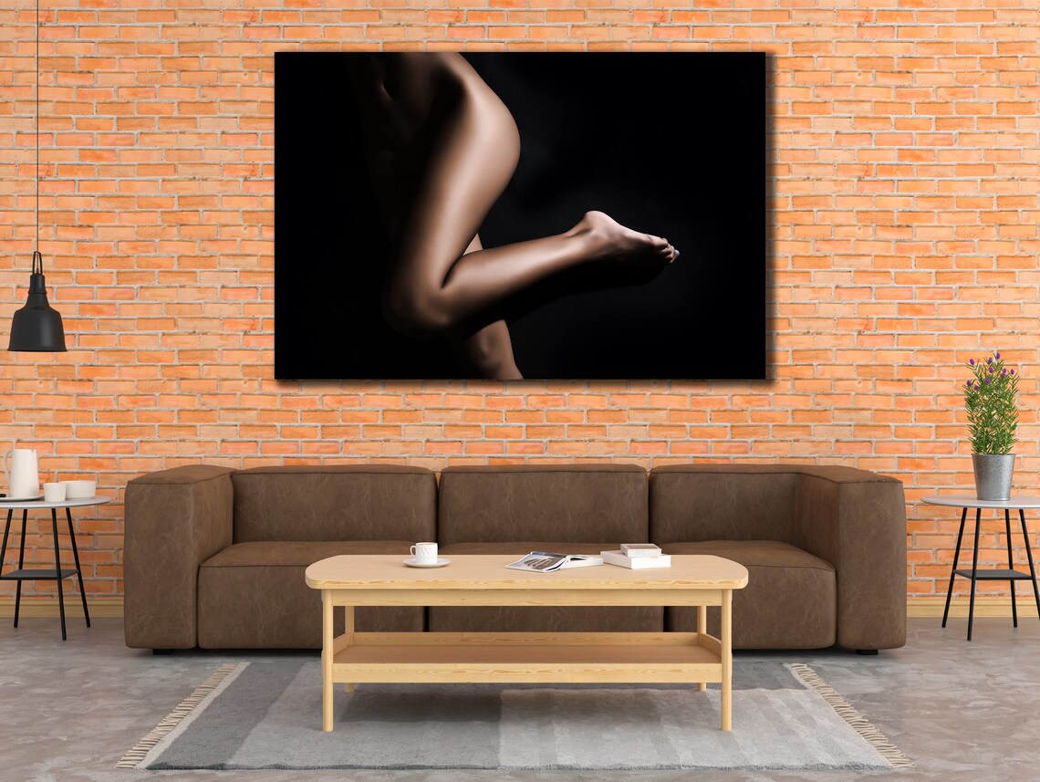 Elegant Nude Figure Body Study Black Background Artistic Wall Art Print