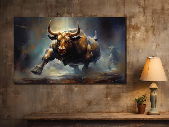 Bull Portrait Print Wall Art Matador Bull Fighting Farmer Gifts Abstract Bull Art Colorful Bull Painting Room Gift
