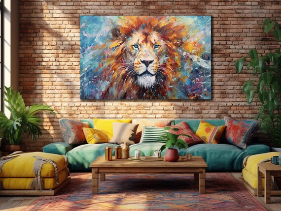 Colorful Lion Portrait Vibrant Abstract Wildlife King Face Poster