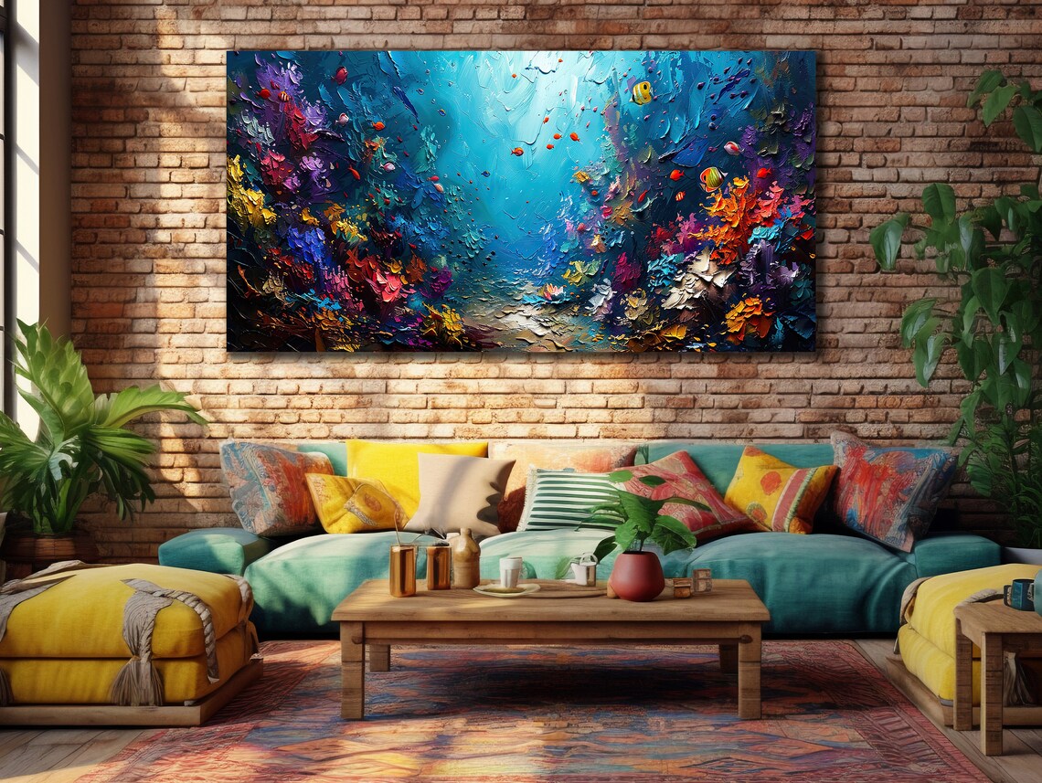 Blue Ocean Fish Art Print, Bedroom Coastal Decor