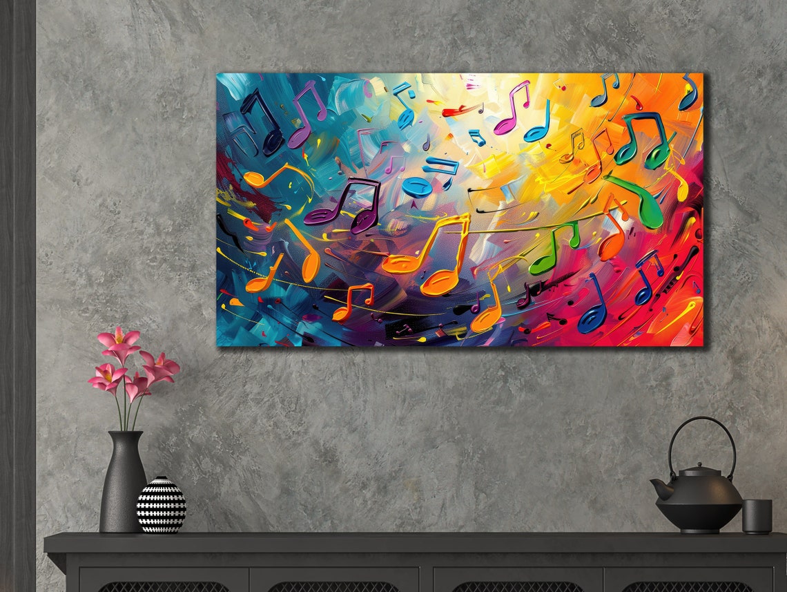 Colorful Musical Notes Abstract Swirl Joyful Melody Music Poster - Image 3