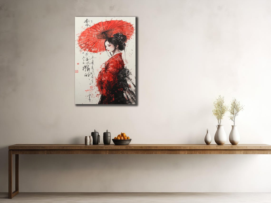 Geisha Art Japanese Woman Printings Wall Decor Ethnic Wall Art Geisha Painting On Traditional Poster Japanese Oil Painting - Image 2