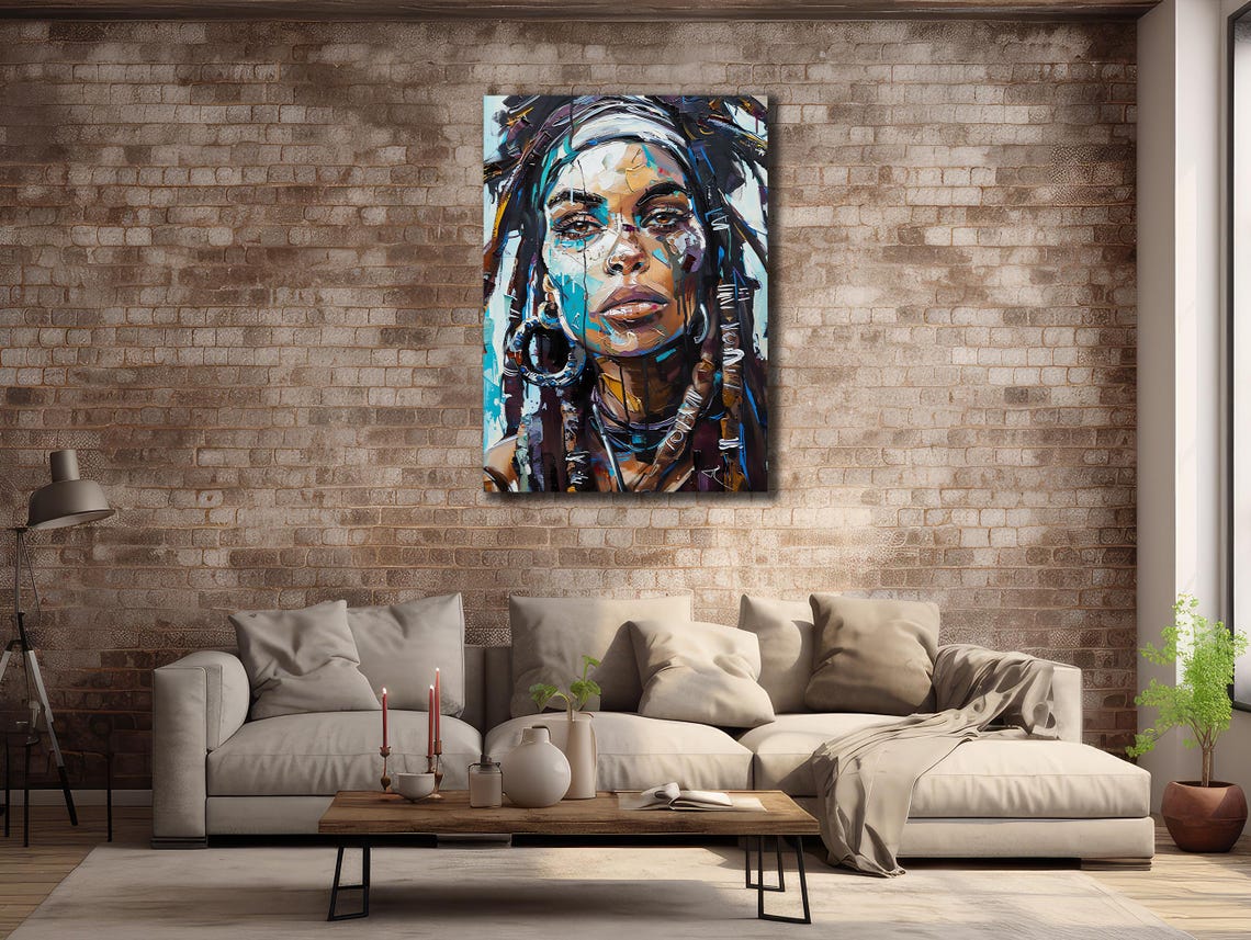 African Woman Art Ethnic Painting Wall Decor House Gift Idea Bedroom Wall Decor Colorful Girl Wall Art Spiritual Poster Print - Image 2