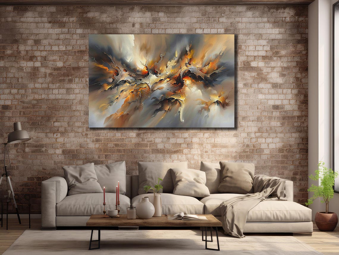 Copper Orange Abstract Explosion Smoke Texture Modern Wall Art Poster - Image 2