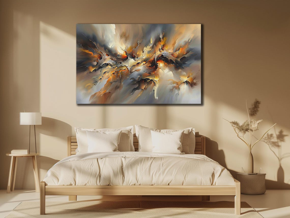Copper Orange Abstract Explosion Smoke Texture Modern Wall Art Poster - Image 3