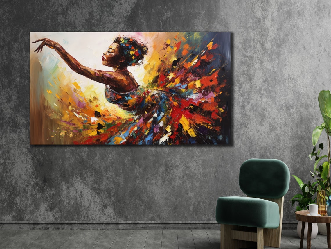 Ballerina Dancer Color Explosion Elegant Dance Painting Wall Art - Image 2