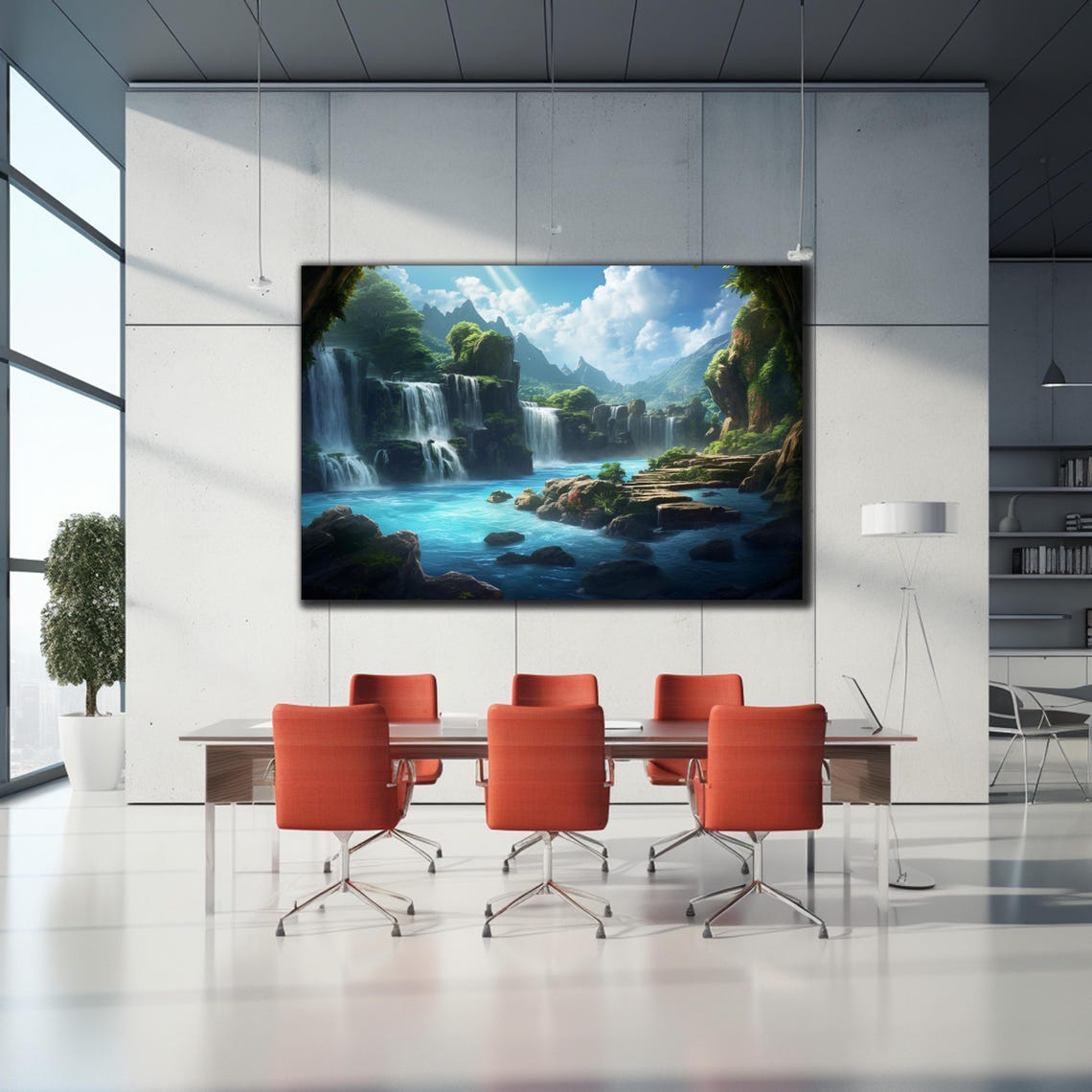Tropical Waterfall Paradise Turquoise Falls Lush Jungle Valley Poster - Image 2
